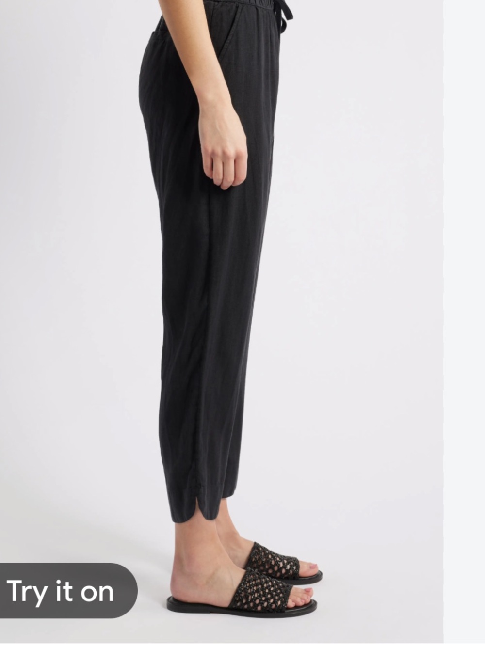 Caslon Black Cropped Tapered Linen Pants